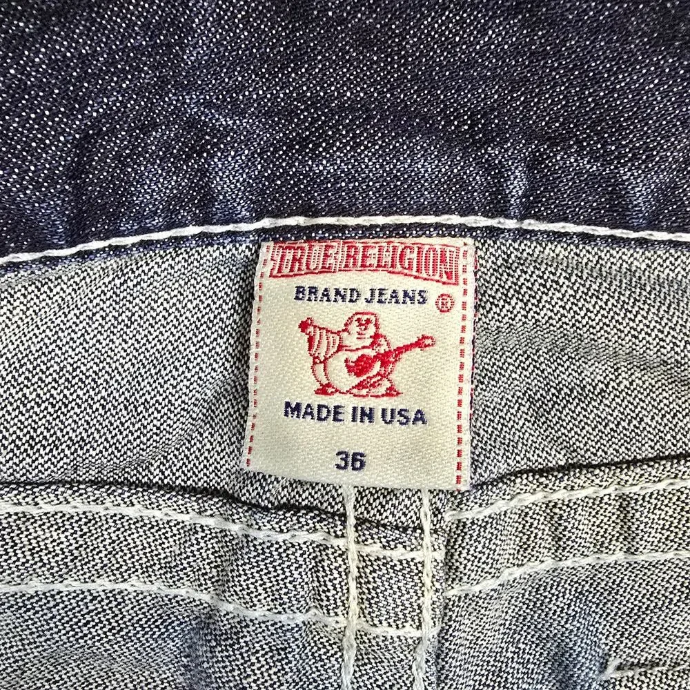 True Religion Billy Big T Jeans Mens 36x30 Blue Made USA Thick Stitch Y2K